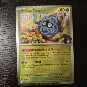 Pokemon Erika's Tangela Holo Card - Green, Blue